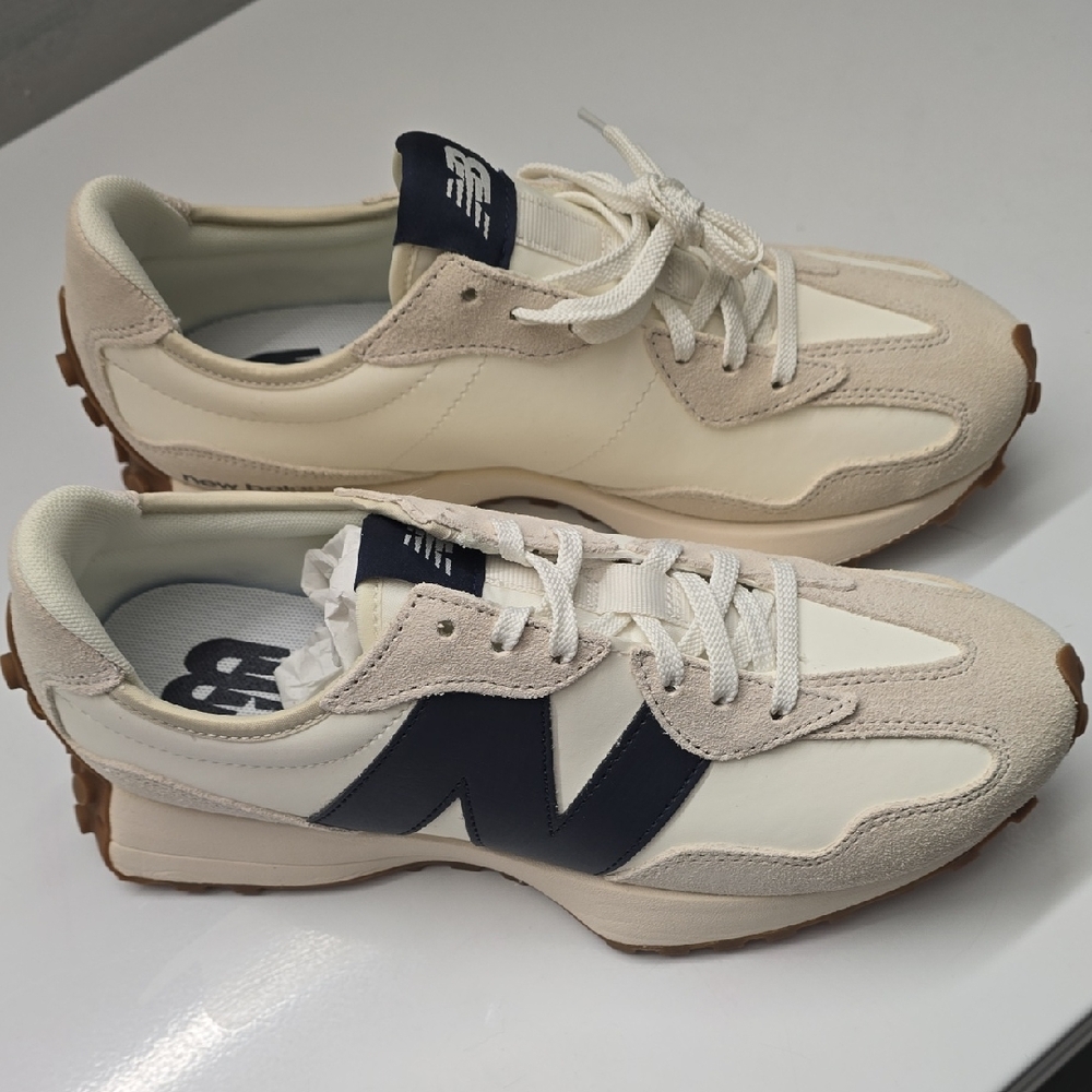 New Balance 327 Off-White and Dark Blue Sneakers